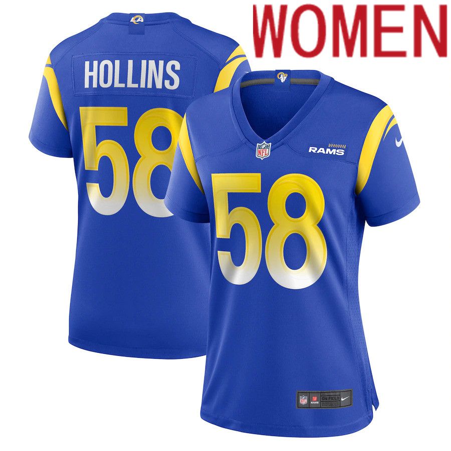 Women Los Angeles Rams 58 Justin Hollins Nike Royal Game NFL Jersey